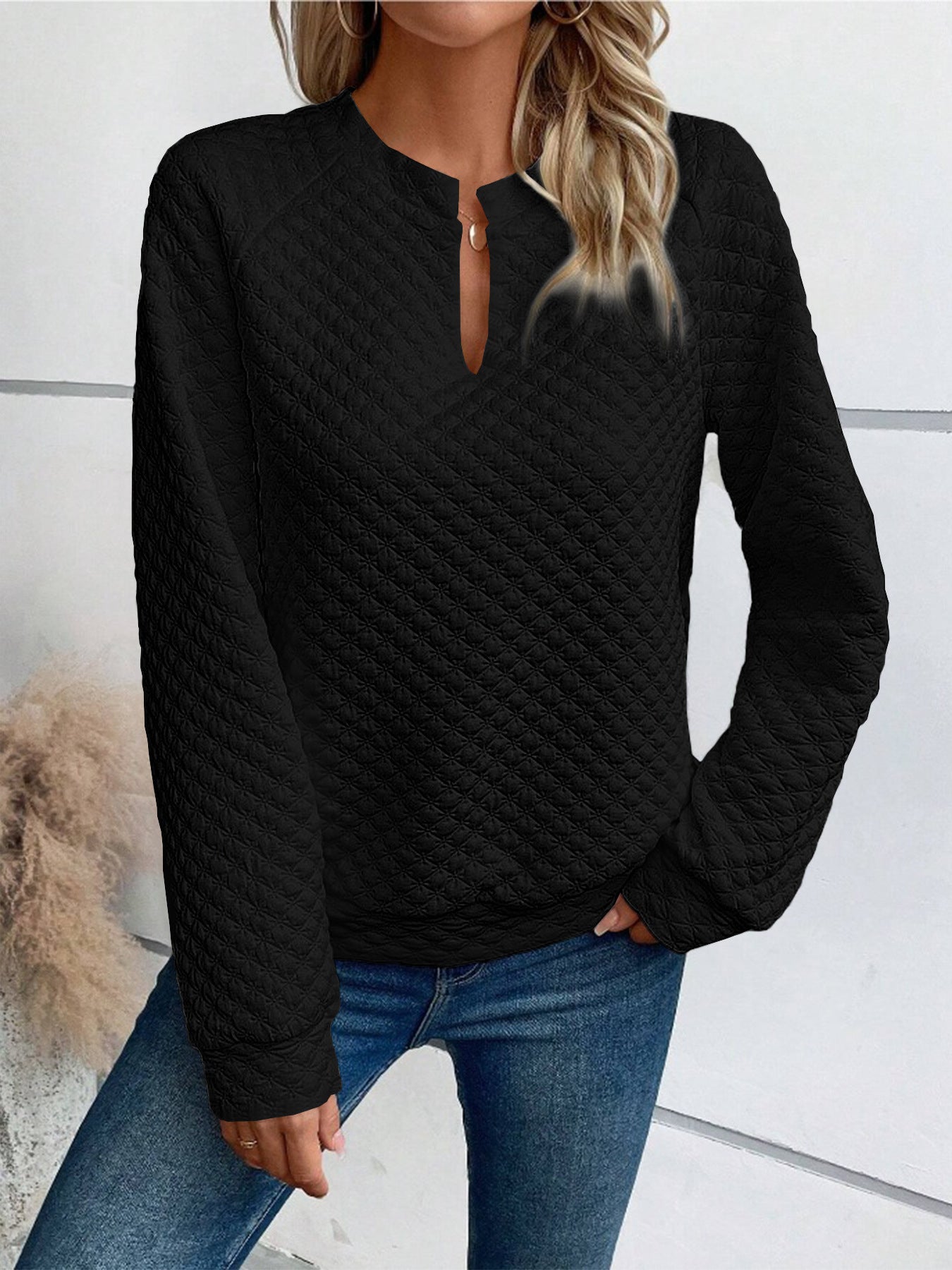 Damen Quilted Pullover Winterwarm Elegant