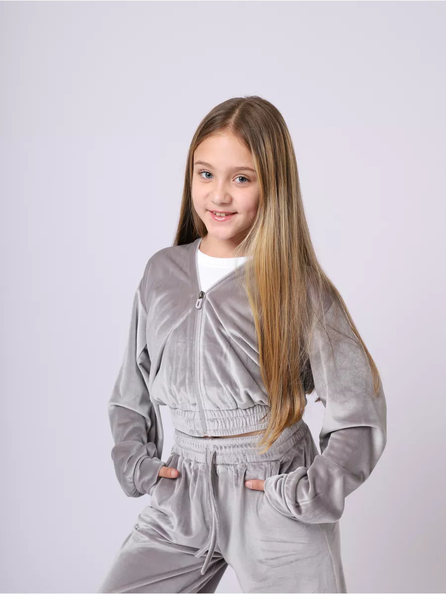 Damen Sportset Velours Kapuze Elastisch