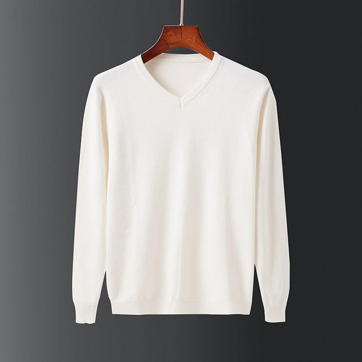 Herren Pullover V-Ausschnitt Feinwolle Eleganz