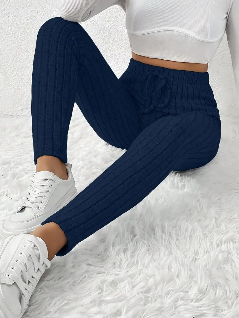 Damen Fleece Sweatpants Weich Rippstruktur
