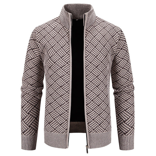 Herren Strickjacke Karo Muster Modern Stylish - IdealeKleiden