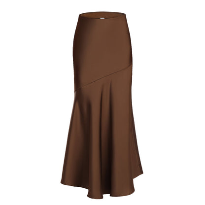 Damen Maxirock Elegant Fließend Diagonale Nähte