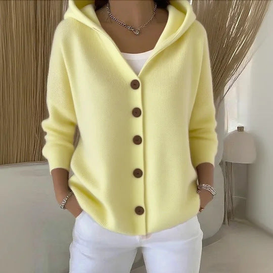 Damen Strickjacke Kapuze Modern Lässig