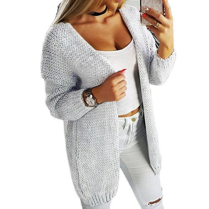 Damen Cardigan Lässig Offen V-Ausschnitt