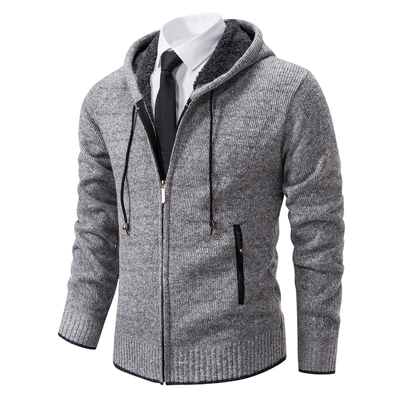 Herren Strickjacke Kapuze Weich Futter Winter