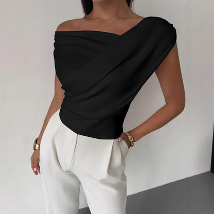 Damen Oberteil Elegant Asymmetrisch Schnitt
