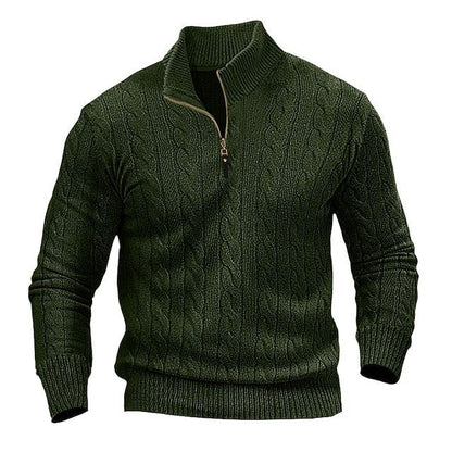 Herren Pullover Modern Zopfmuster Offener Kragen