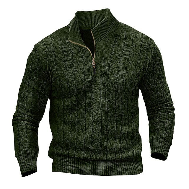Herren Pullover Modern Zopfmuster Offener Kragen