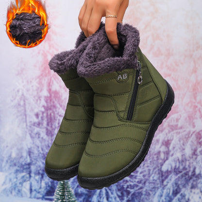 Damen Winterstiefel Warm Kuschelig Reißverschluss