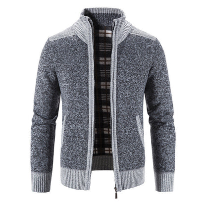 Herren Strickjacke Modern Stehkragen Struktur Look