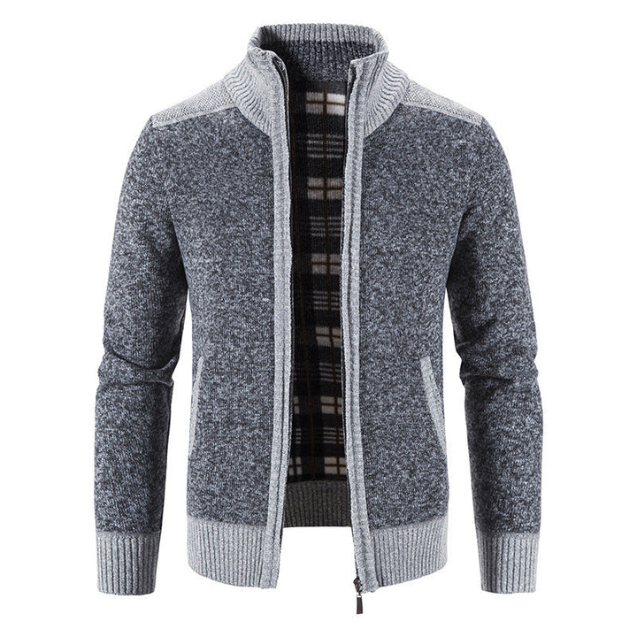 Herren Strickjacke Modern Stehkragen Struktur Look