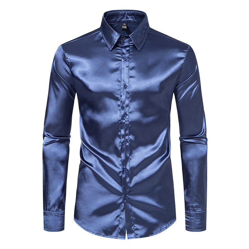 Herren Hemd Elegant Satin Glanz