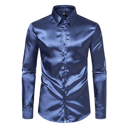 Herren Hemd Elegant Satin Glanz