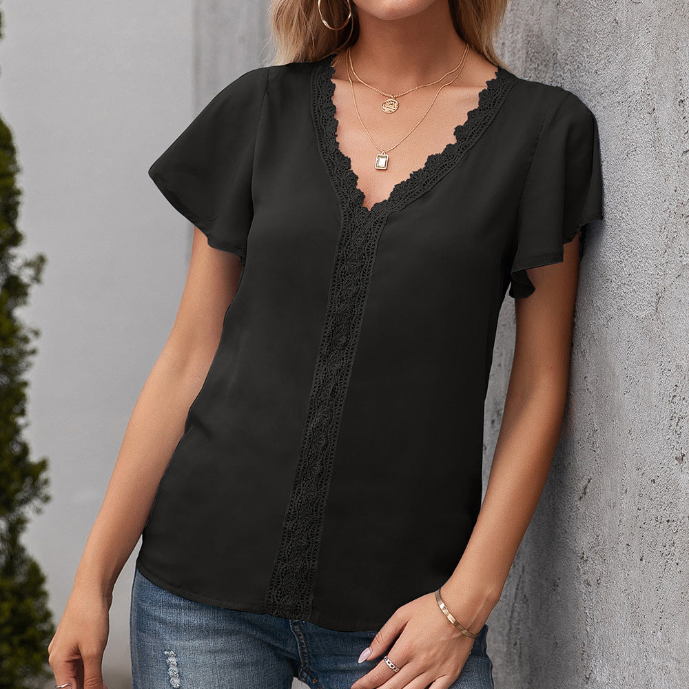 Damen Spitzenbluse Elegant Abendkleid
