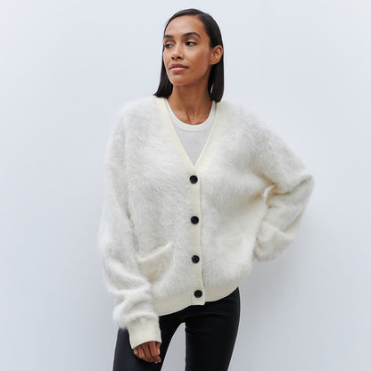 Damen Cardigan Weich Mohair Knopfverschluss Elegant