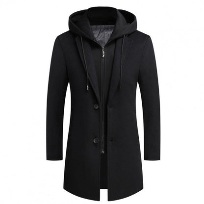 Damen Style Longjacke Abnehmbare Kapuze Trendy Innenfutter