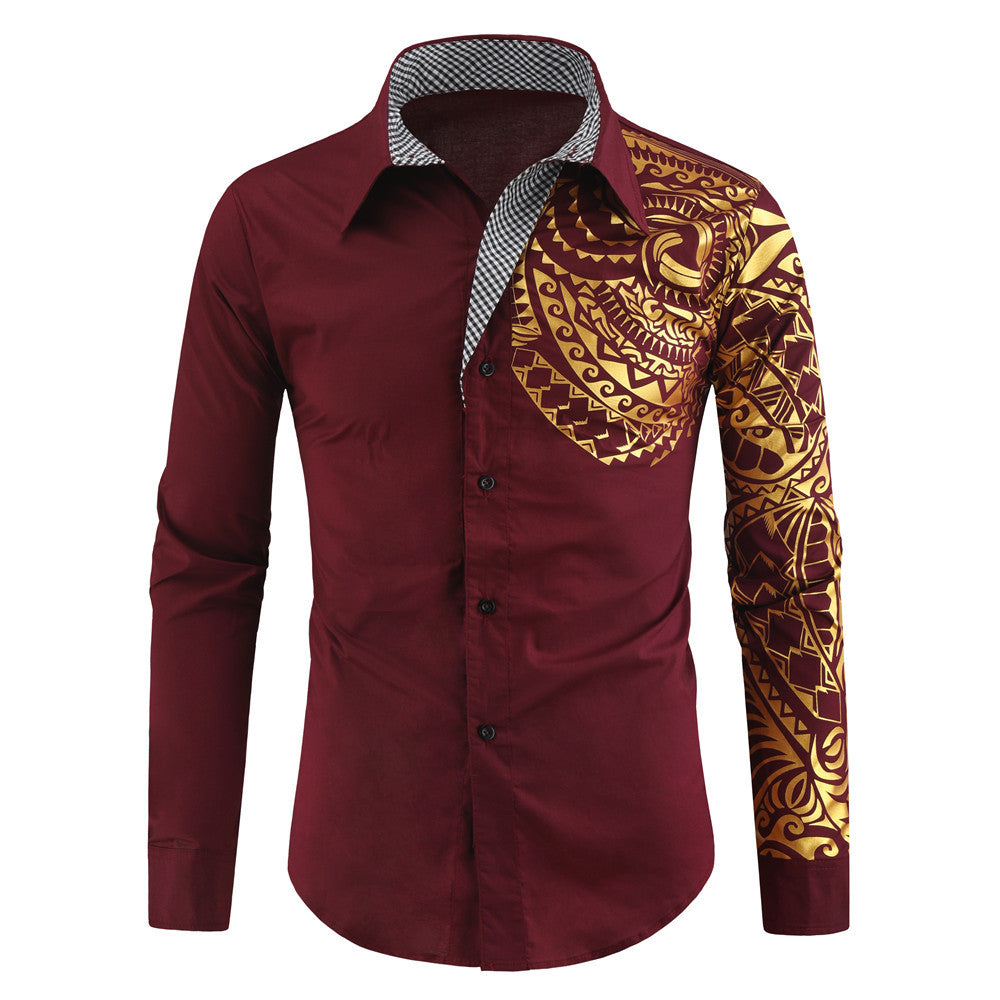 Herren Hemd Exotisch Druck Design Kontrast Kragen