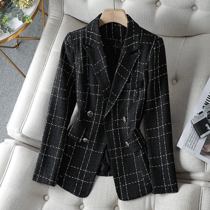 Frauen Blazer Elegant Taillierte Passform Tweed
