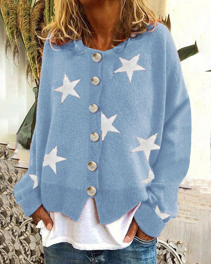 Damen Strickjacke Sternenmuster Chic Kleiden