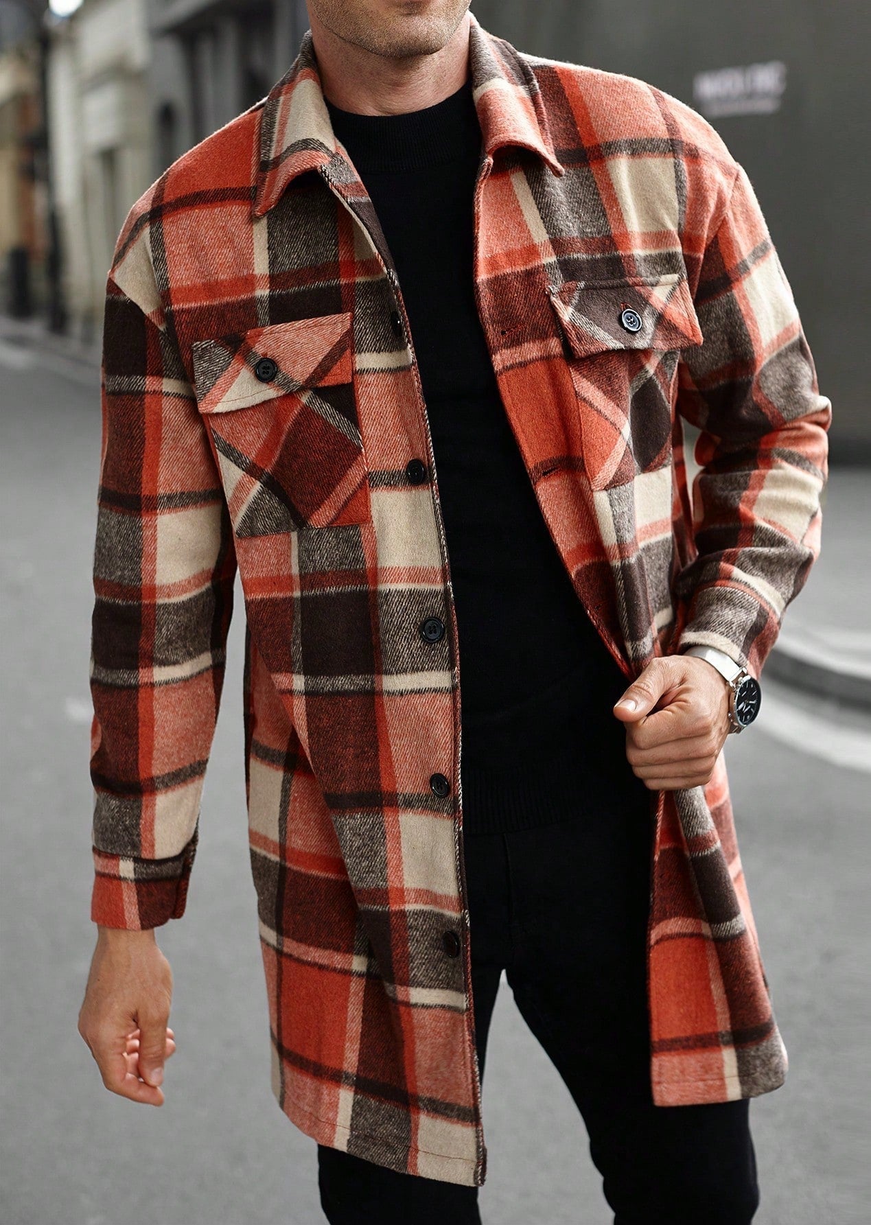 Herren Flanelljacke Kariert Modern Schnitt