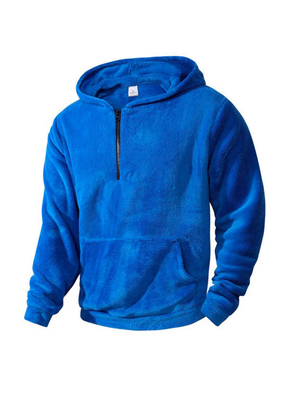 Herren Fleece Hoodie Modern Halblanger Reißverschluss