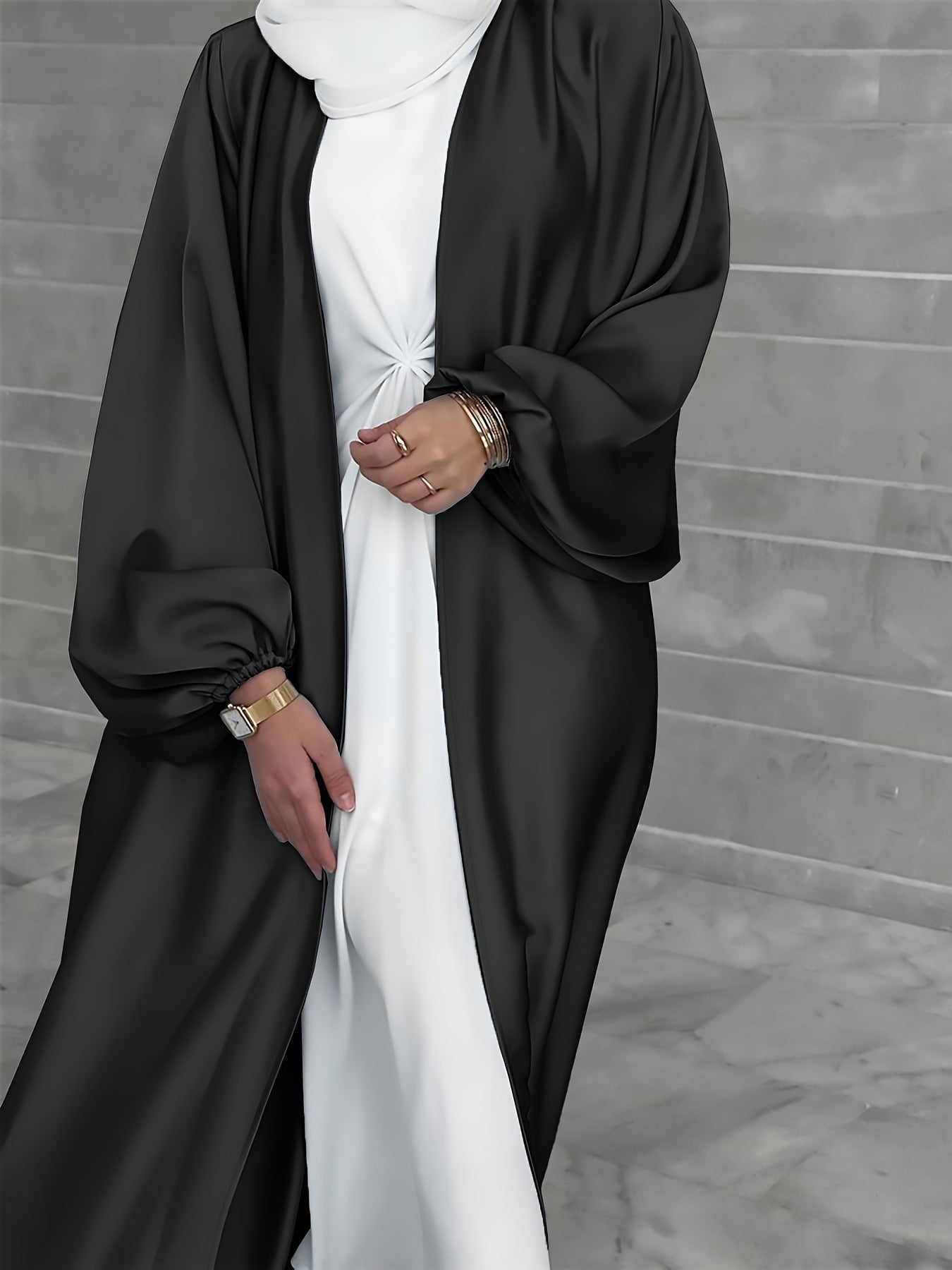 Kimono Jacke Seidenweich XXL Offene Vorderseite Langärmlig