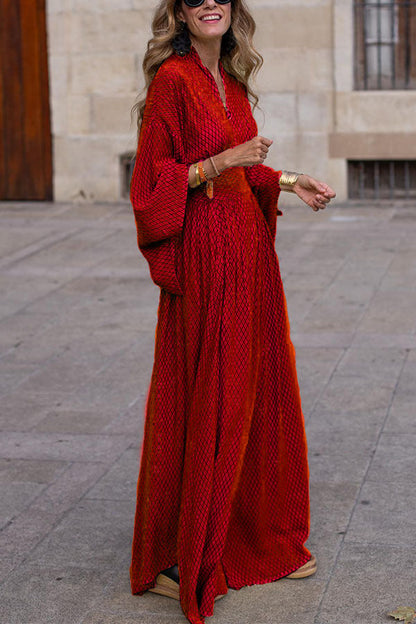 Damen Maxikleid Elegant Weit Ärmel Sommerkleid