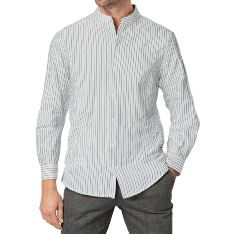 Herren Hemd Modern Streifen Stehkragen Eleganz