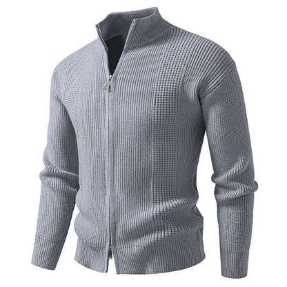 Herren Strickjacke Hochkragen Modern Schnellverschluss