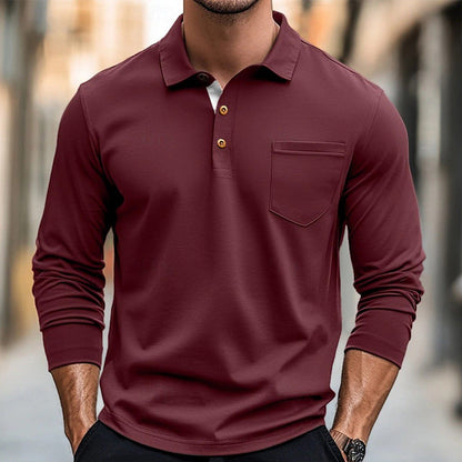 Slim Fit Poloshirt Langarm Baumwolle Elegant