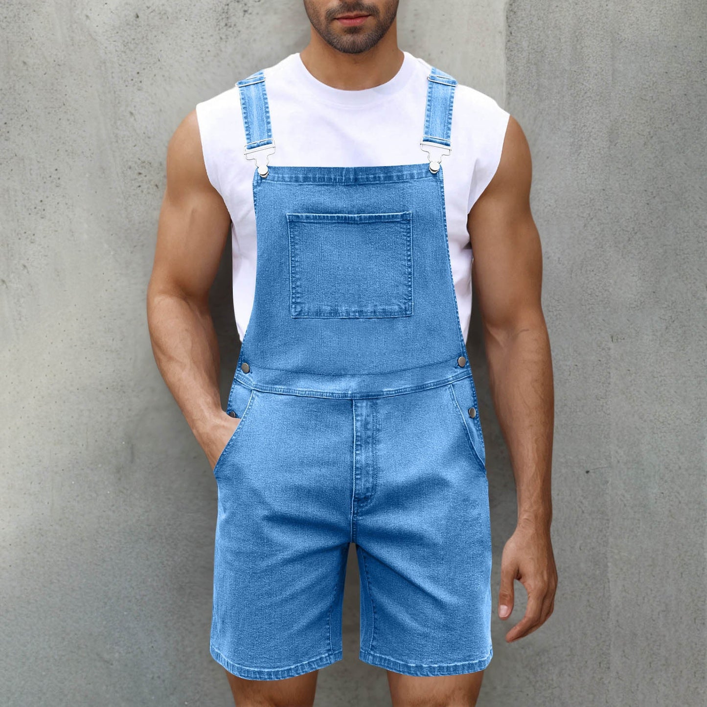 Herren Latzhose Denim Bequem Mit Taschen