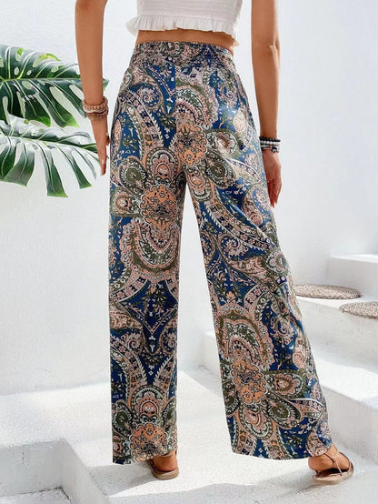 Damen Palazzo-Hose Elastisch Paisley Muster Comfort