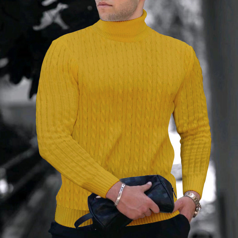 Herren Rollkragenpullover Elegantes Zopfmuster Design