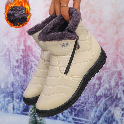 Damen Winterstiefel Warm Kuschelig Reißverschluss
