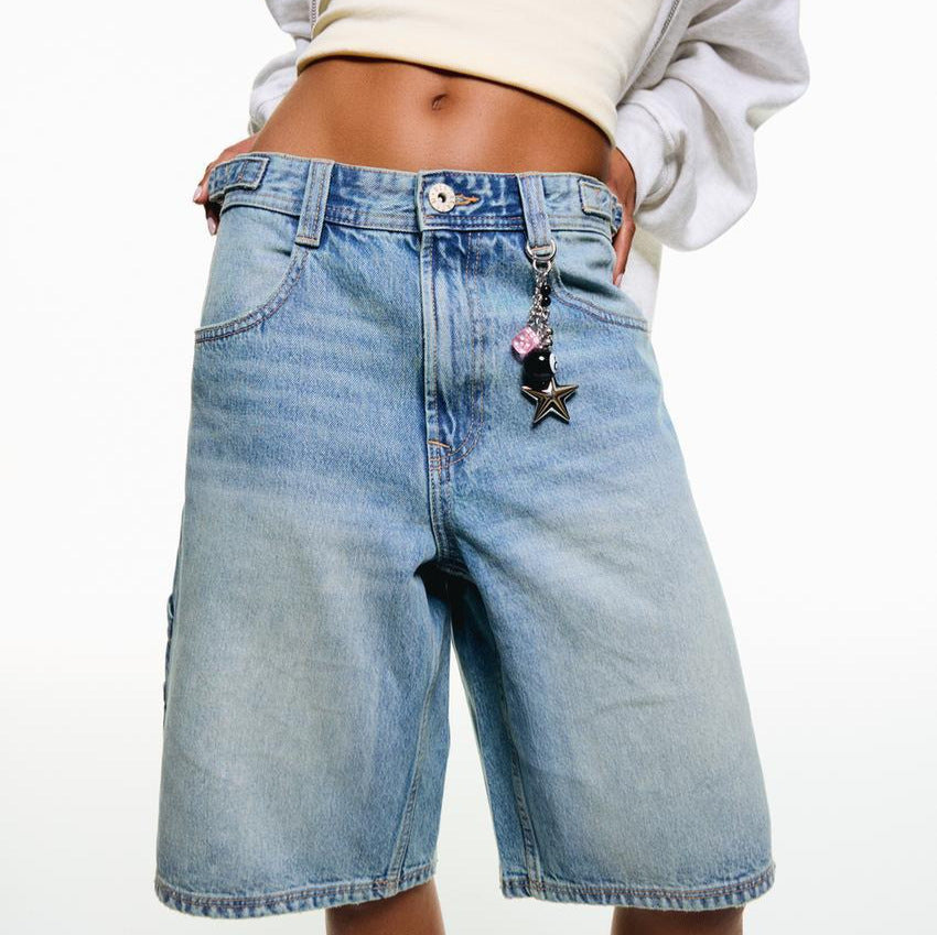 Damen Jeansshorts Lässig Mittlere Taille