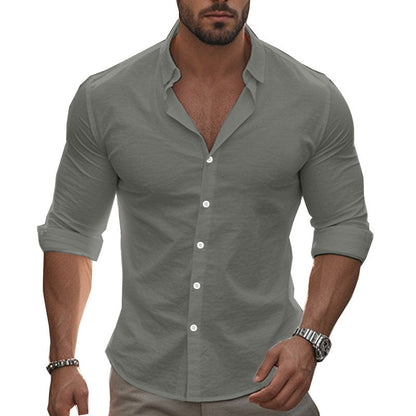 Herren Hemd Elegant Langarm Moderner Kragen