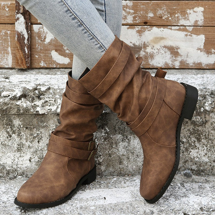 Damen Stiefel Robust Mode Schnalle - IdealeKleiden