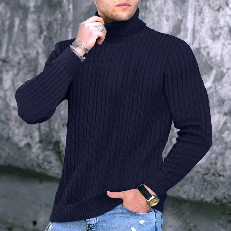 Herren Rollkragenpullover Elegantes Zopfmuster Design