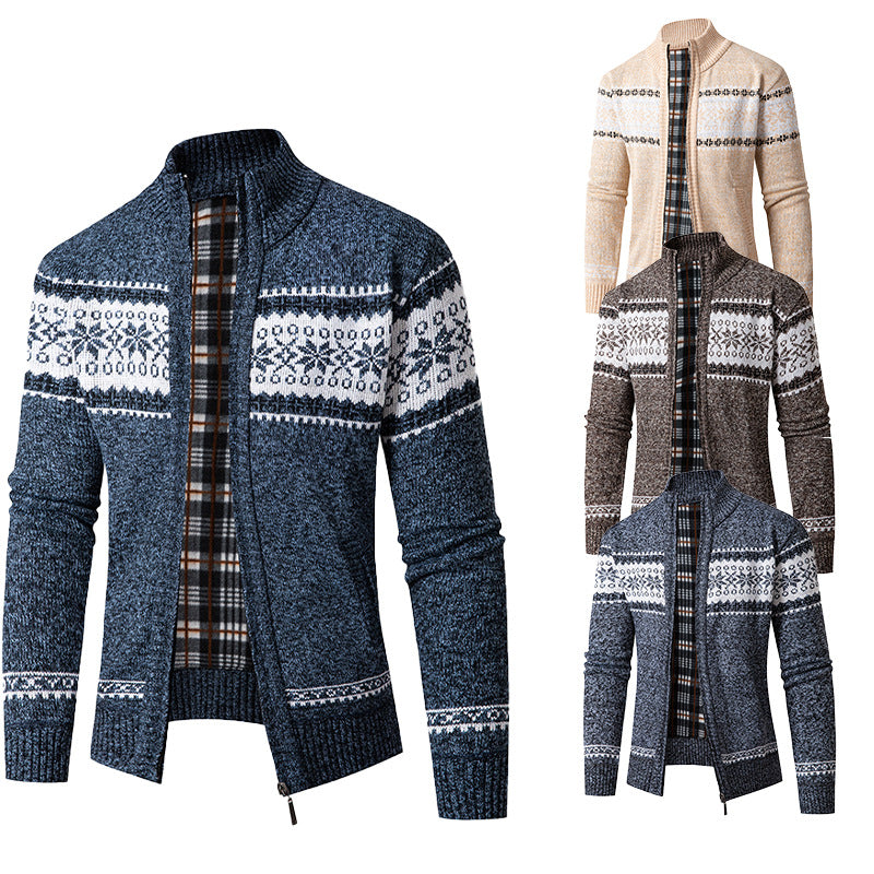 Herren Strickjacke Modern Hoher Kragen - IdealeKleiden