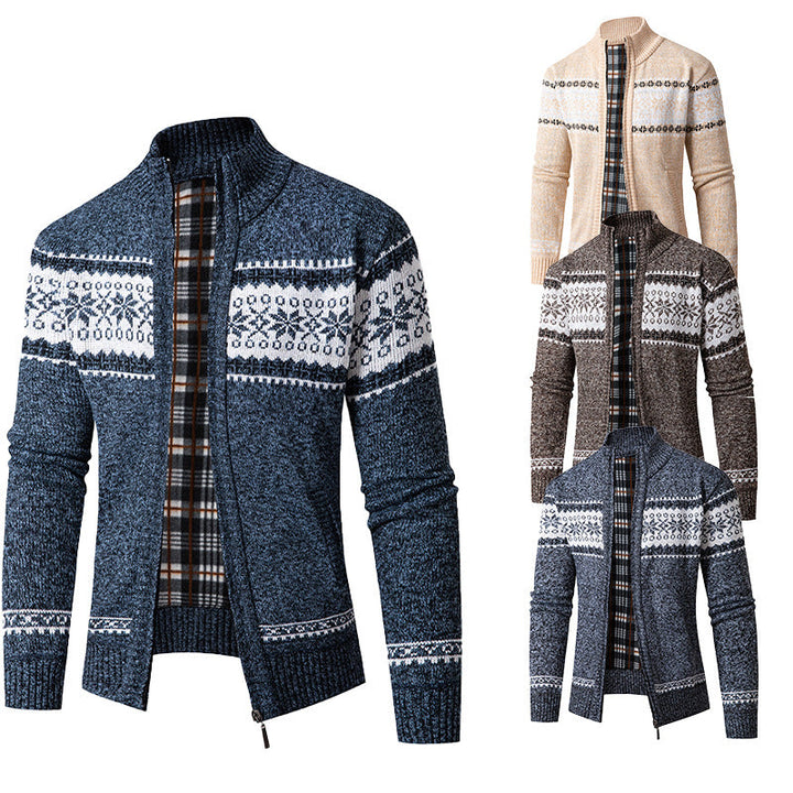 Herren Strickjacke Modern Hoher Kragen - IdealeKleiden