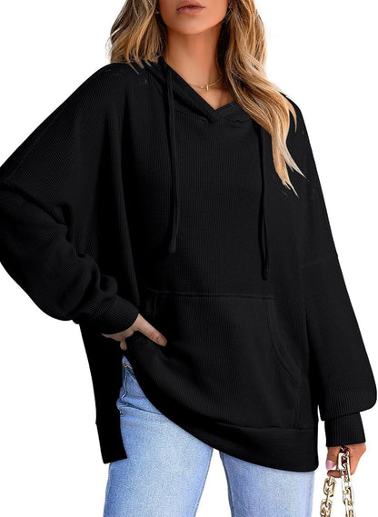 Damen Oversized Pullover Kapuze Weite Passform