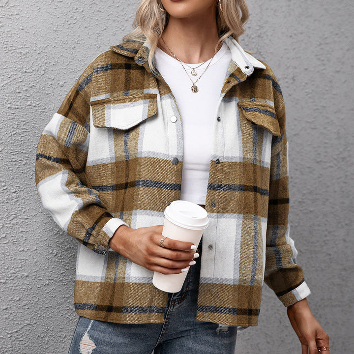 Damen Karo Overshirt Lässig Modern