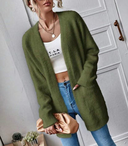 Damen Flauschcardigan Weich Schlicht Elegantes Design