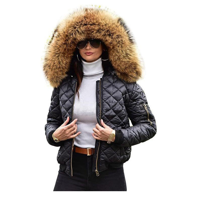 Damen Steppjacke Modern Weiches Kunstfell - IdealeKleiden