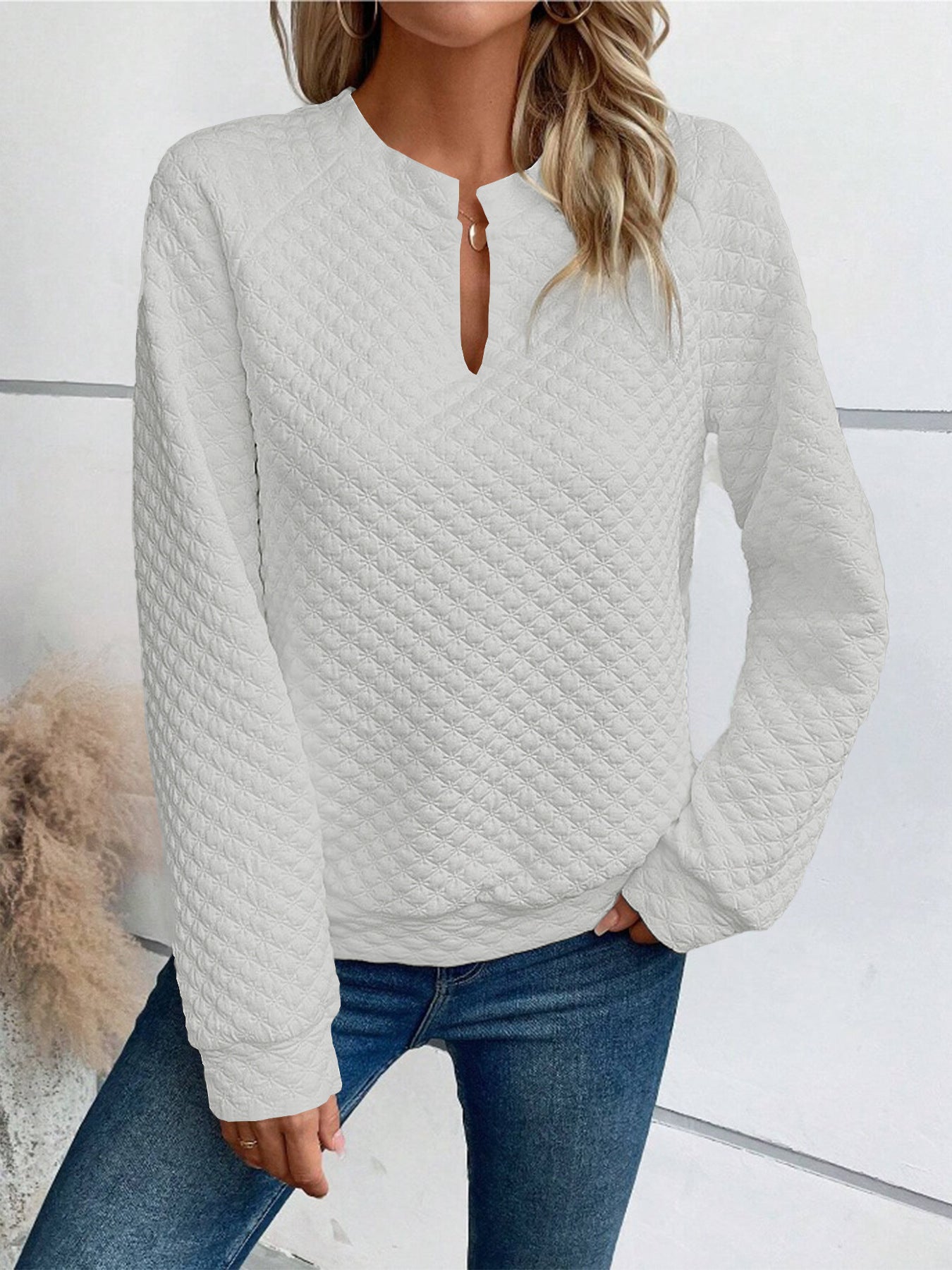 Damen Quilted Pullover Winterwarm Elegant