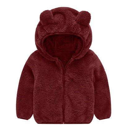 Damen Fleecejacke Bärenohren Mütze Warm Kuschelig