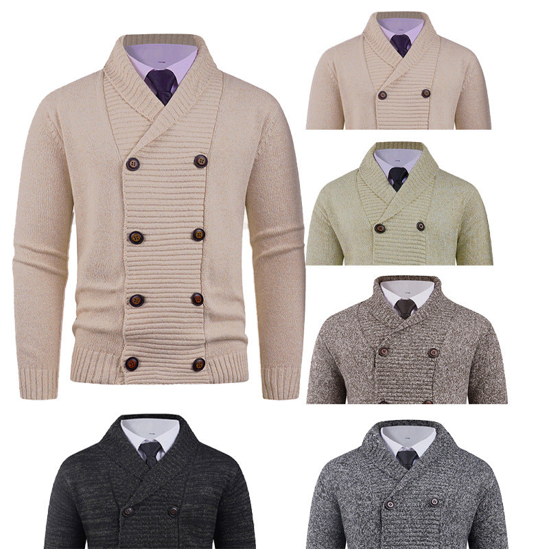 Herren Strickjacke Modern Schalkragen Knopfdesign - IdealeKleiden