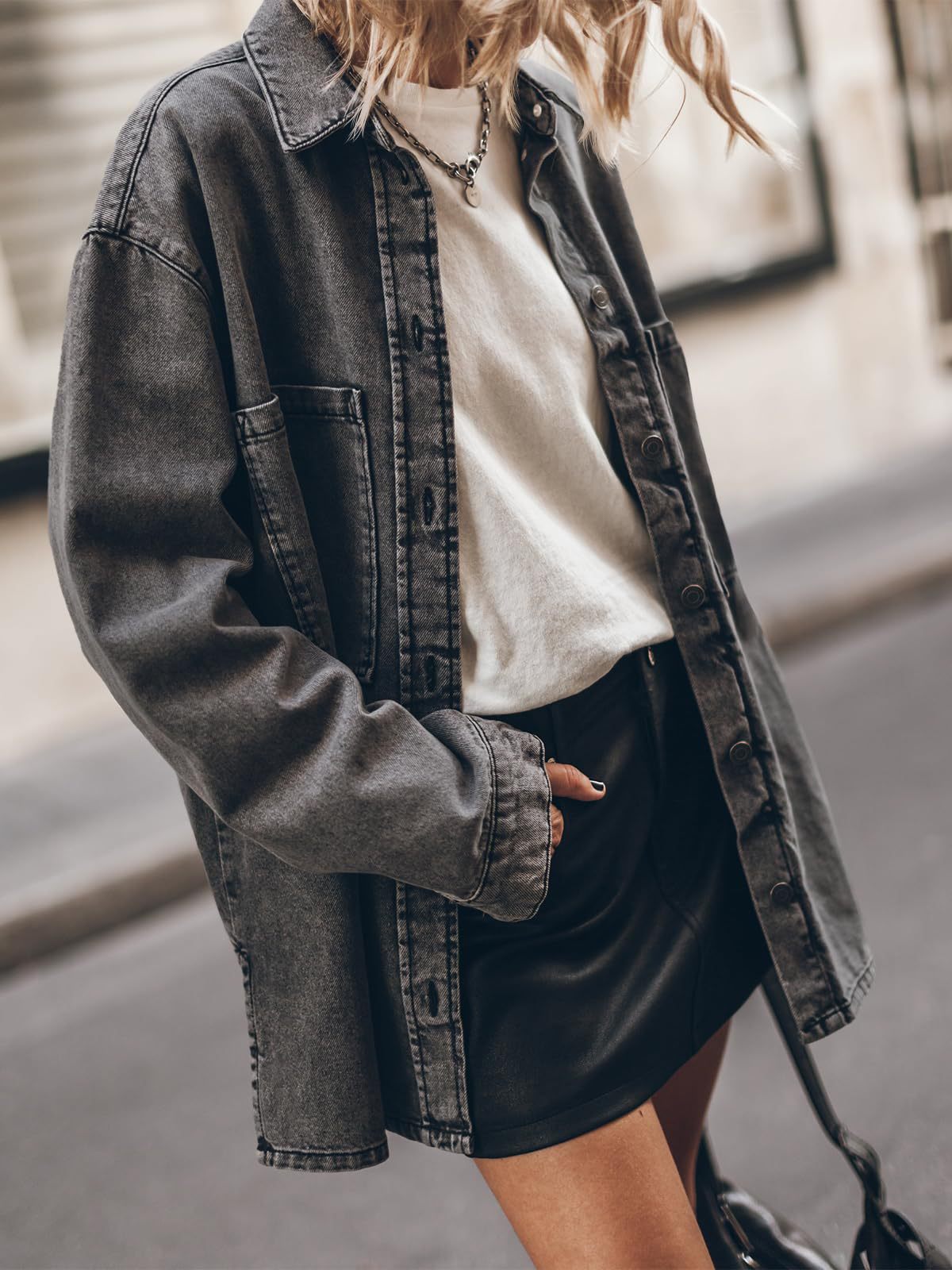 Damen Oversized Jeansjacke Trendy Sommerkleidung