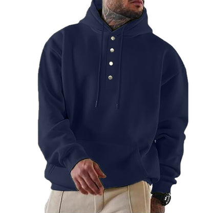 Herren Hoodie Kapuze Trendy Knopfverschluss Praktisch