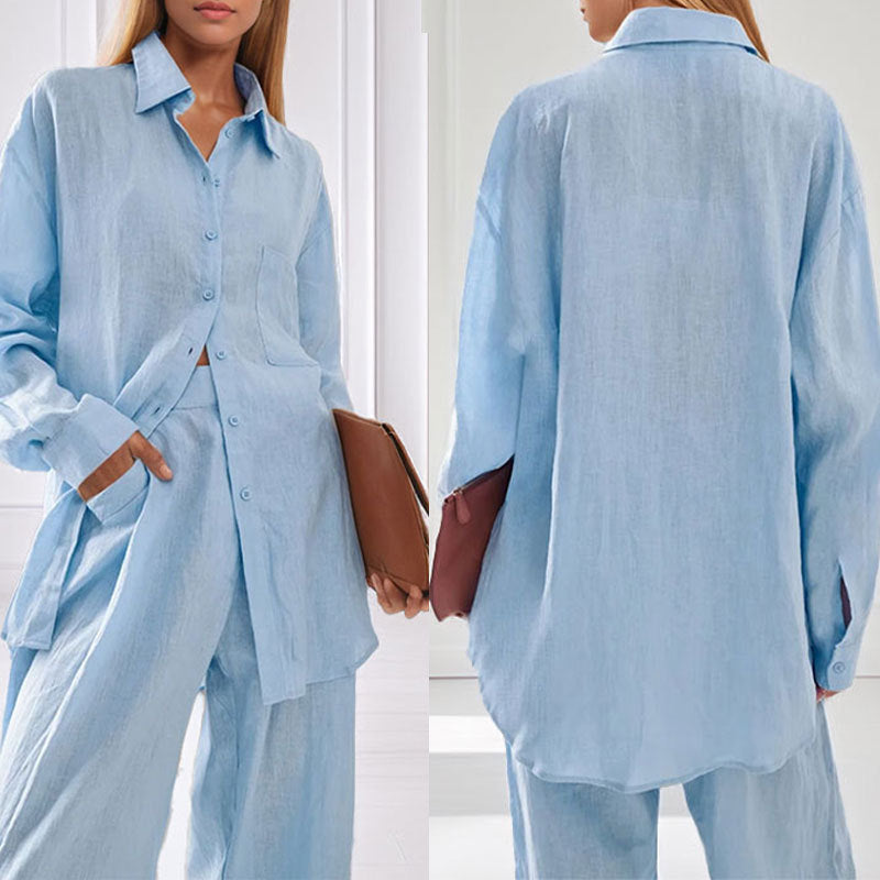 Damen Leinen-Anzug Sommer Set Bequem Elegant - IdealeKleiden
